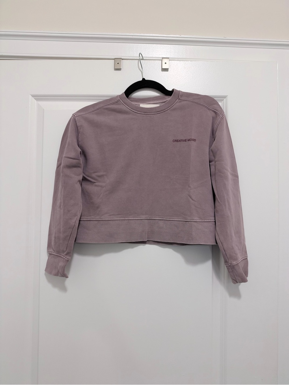 ZARA Plum Washed Effect Text Embossed Cropped Sweatshirt 9-10 Years Girls - Picture 2 of 7